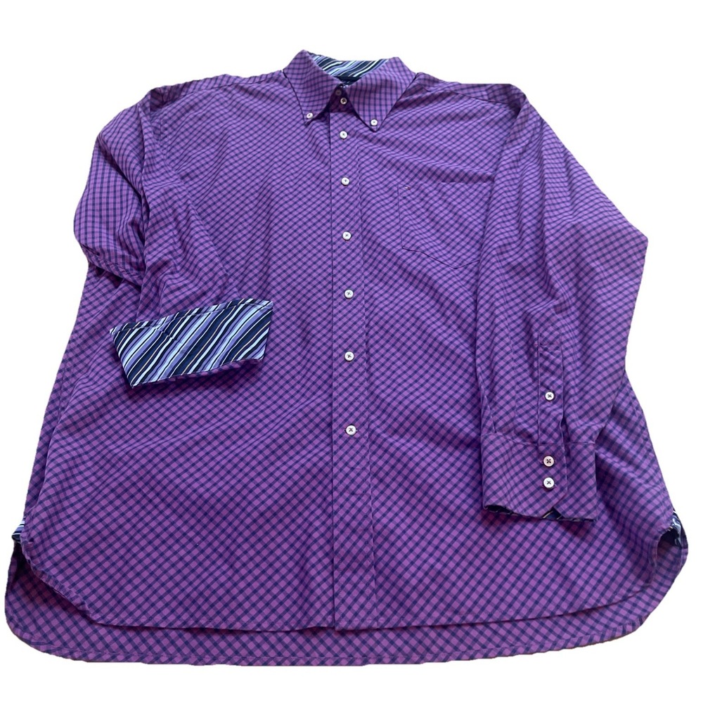 Tommy Hilfiger Athletic Fit Button Up Shirt Men's XL Purple Check Long‎ Sleeve